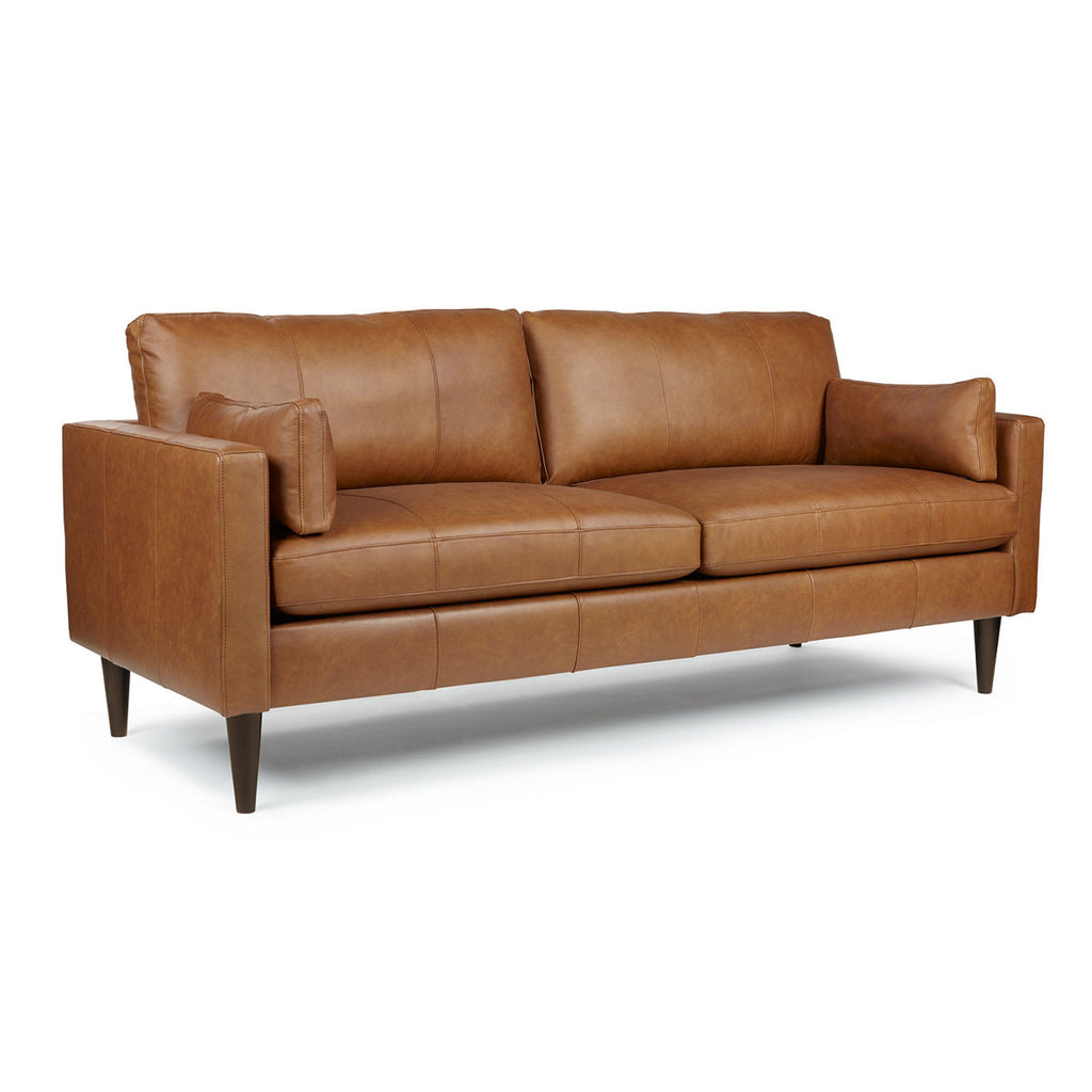81" Living Room Sofa Couch Mid Century Modern Genuine Top Grain Leather New Comfortable