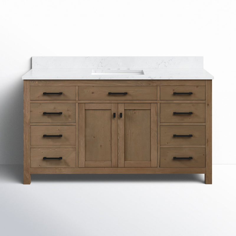 60" Freestanding Single Bathroom Vanity Carrara Marble New With Sink