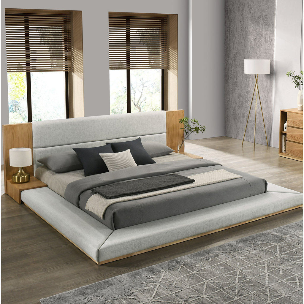 Jagger King Platform Low Profile Deluxe Bed With Built In Nightstands New In Box Natural