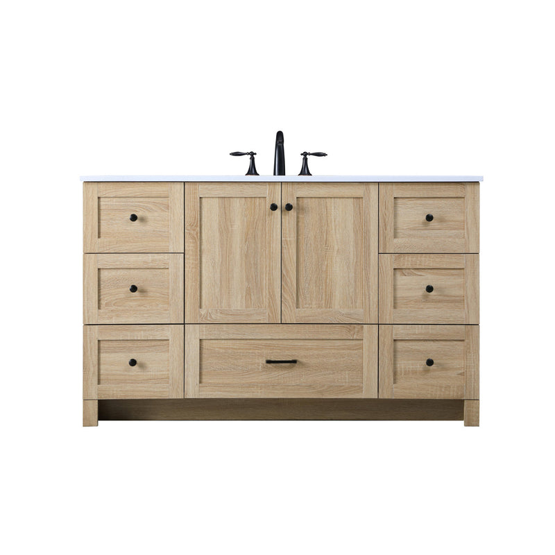 54" Mango Wood Freestanding Bathroom Vanity With Single Sink Ample Storage