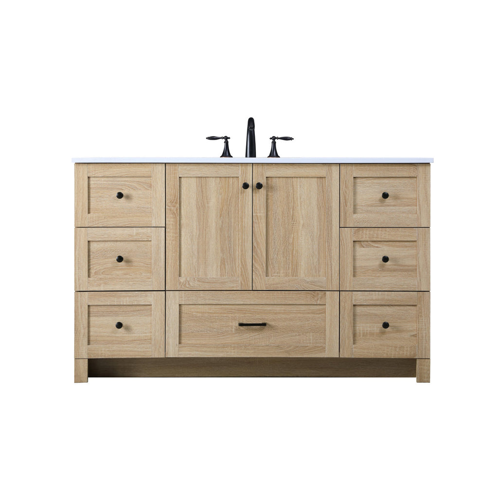 54" Mango Wood Freestanding Bathroom Vanity With Single Sink Ample Storage