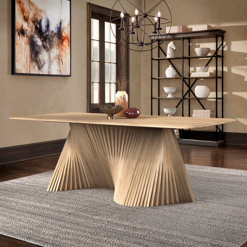 78.7" Natural Finished Modern Wave Dining Kitchen Table Beautiful Solid Wood