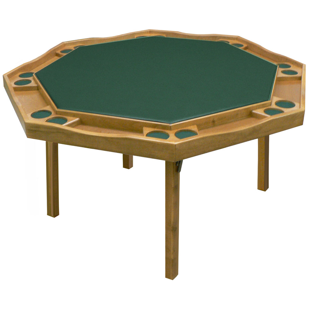 57" Heritage Maple Folding Leg Poker Table 8 Player Game Table New Wood With Cupholders Durable