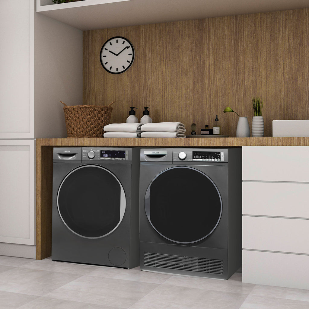 Conserv LUXURY Washer and Dryer Set Stackable Space Saving Design New In Box Titanium In Color