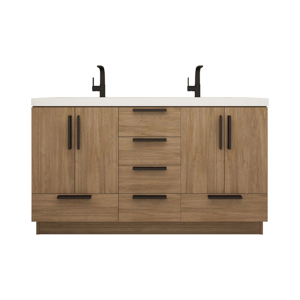 59.4" Freestanding Bathroom Vanity With Double Sink Ample Storage