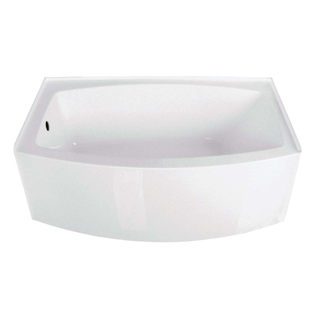 Kingston Brass Aqua Eden 60" x 35" Alcove Soaking Bathtub White In Color Left Orientation New In Box