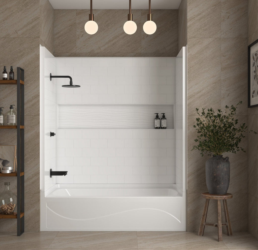 60" x 32" Direct to Stud Alcove Tub Surround Wall Panel White With Built In Niche New Tub Not Included